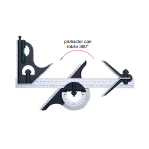 JGO Escuadra Combinada 12"/300MM (4PZS) (GRA 1/32" Y .5MM, 1/64 Y 1MM) Rotación 360°